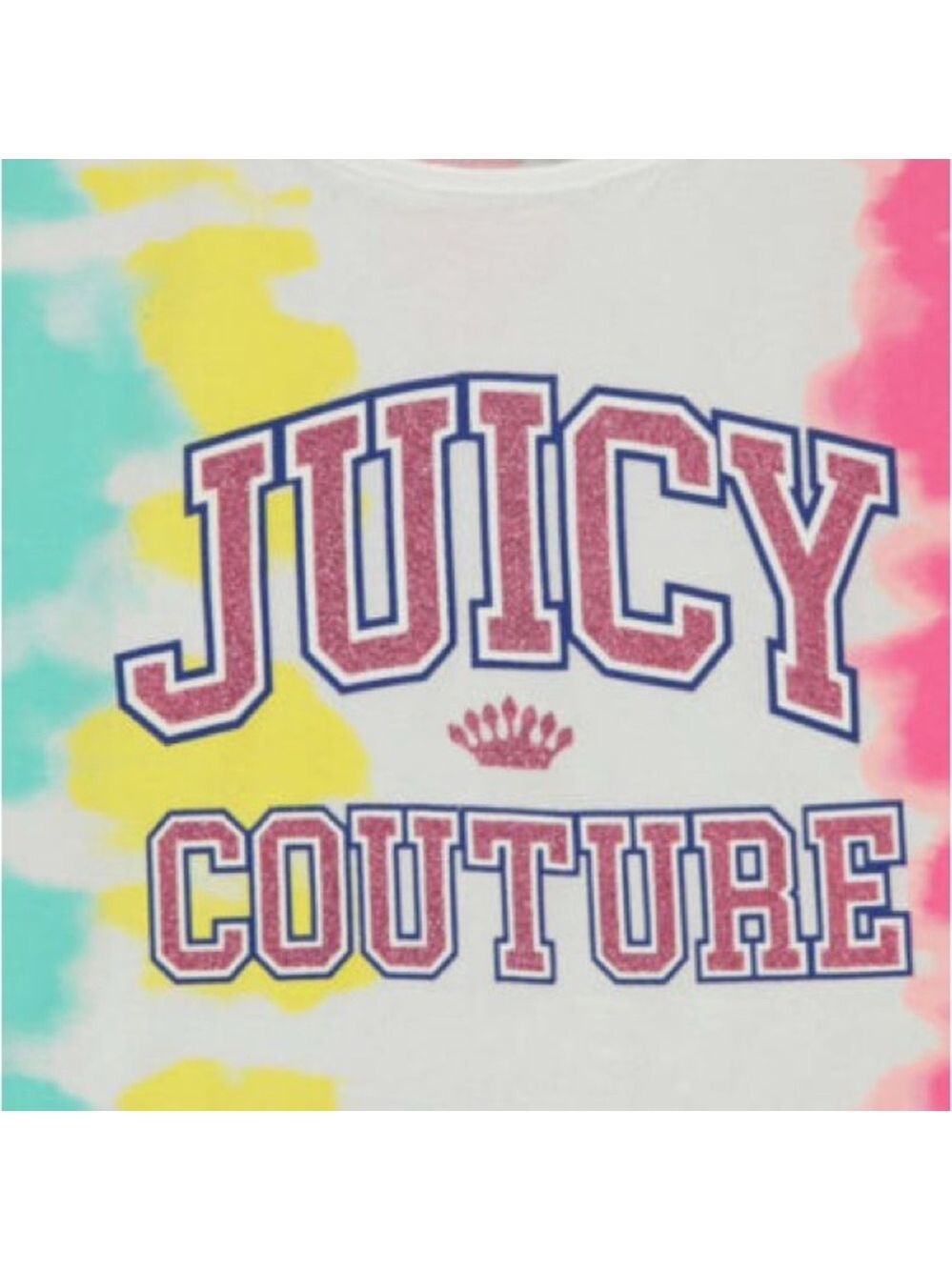 Size L 12/14 Girls Juicy Couture White Tie-Dye Tee with Pink Logo